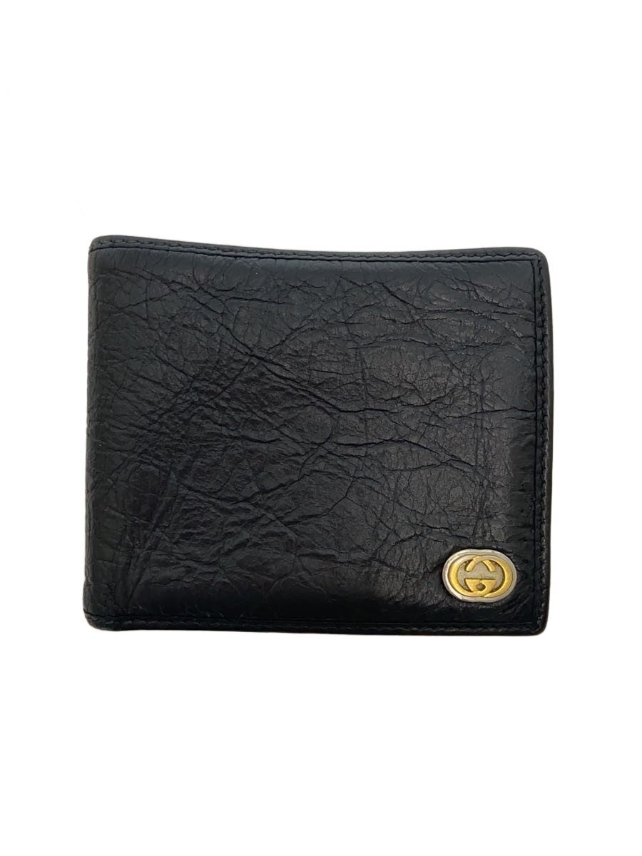 Clothing Accessories (Caps, Ties, Belts) - 【中古】GUCCI◆2つ折り財布_インターロッキングG/レザー/BLK/メンズ【服飾雑貨他】