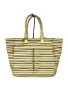 【中古】TORY BURCH◆トートバッグ/キャンバス/WHT/ストライプ【バッグ】