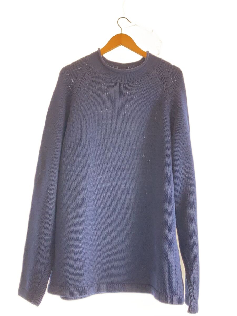 【中古】EDDIE BAUER◆90s/白タグ/ロールネック/コットンニット/ニット・セーター(厚手)/L/コットン/NVY/無地【メンズウェア】