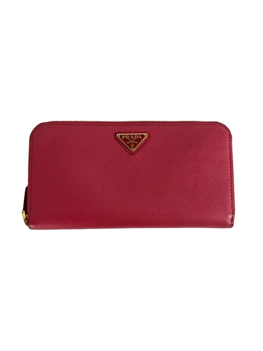 【中古】PRADA◆SAFFIANO TRIANG/長財布/レーヨン/ピンク/レディース/1ML506【服飾雑貨他】