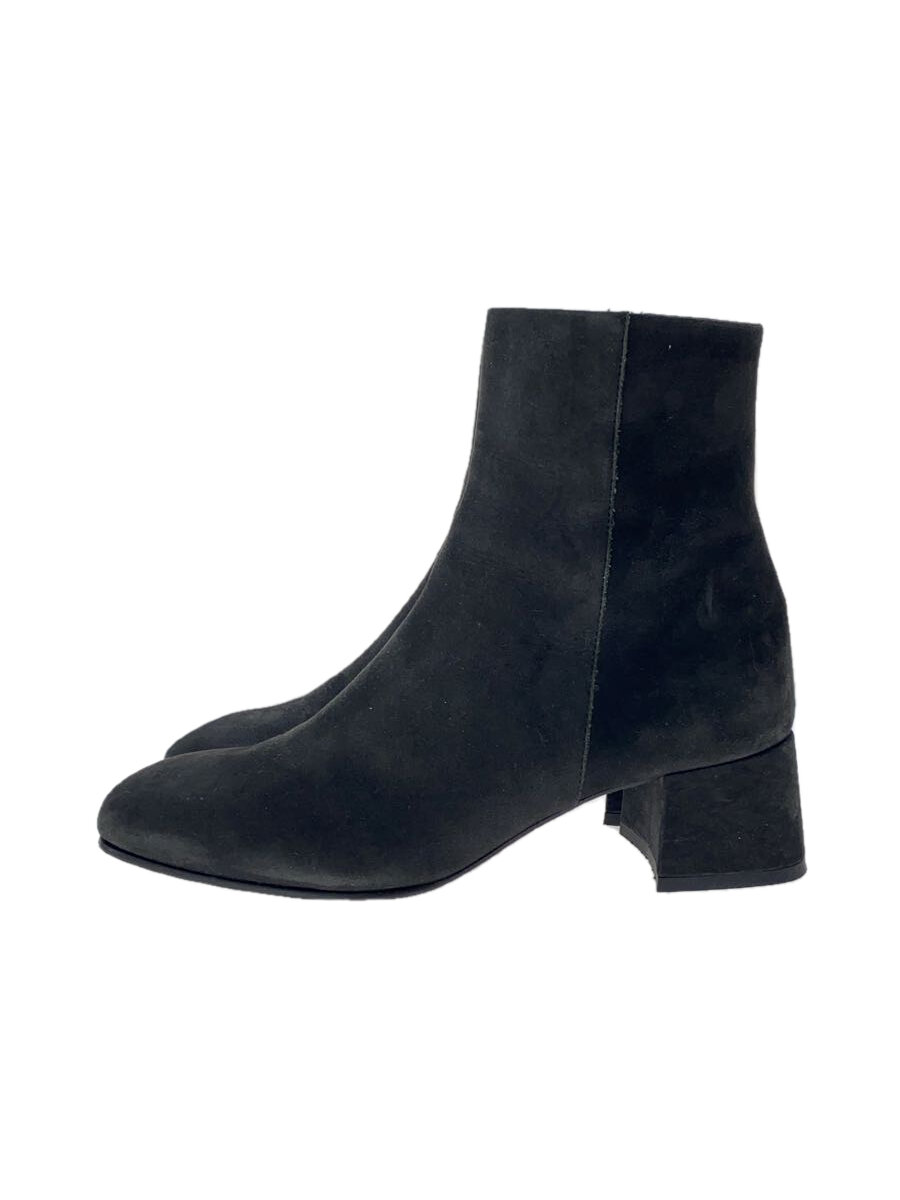 MAISON EUREKA◆SQUARE TOE SHORT BOOTS/37/BLK/ヌバックレザー//