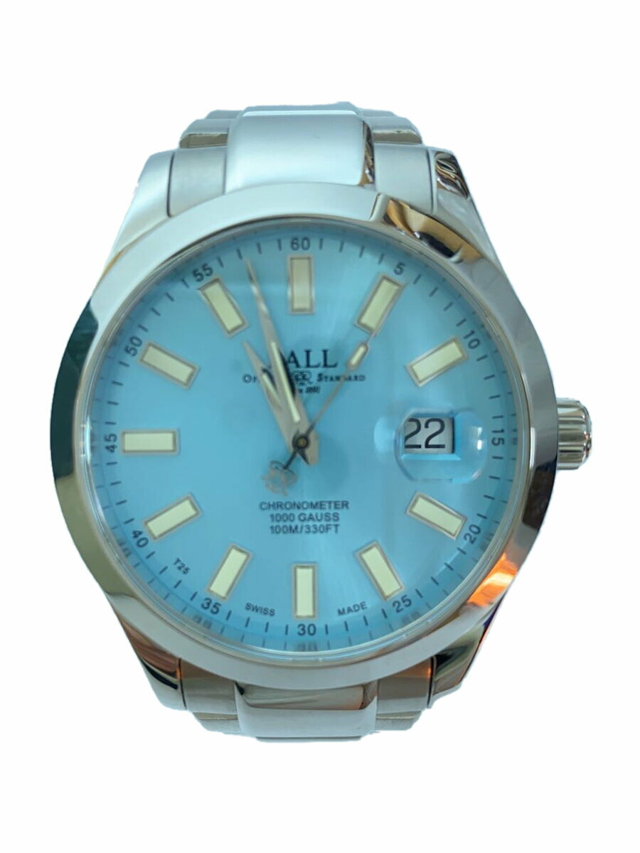 【中古】BALL WATCH◆ボールウォッチ/MARVELIGHT CHRONOMETER/自動巻腕時計/アナログ/ステンレス/青【服飾雑貨他】