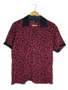 HYSTERIC GLAMOUR◆アロハシャツ/S/--/RED/レオパード/06231AH01/FANGS LIP LEOPARD柄 オープンカ