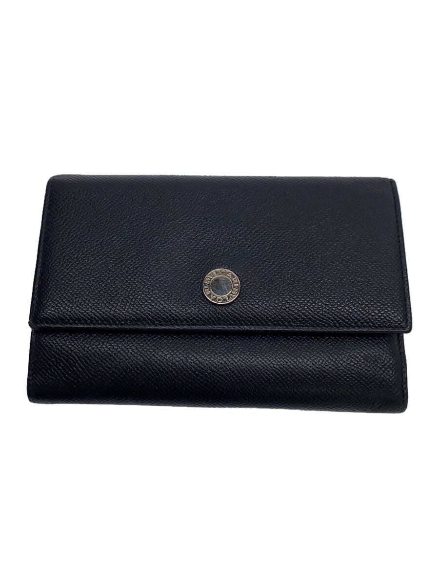 【中古】BVLGARI◆長財布/レザー/BLK/�