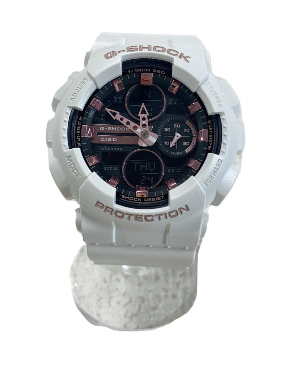 【中古】CASIO◆クォーツ腕時計_G-SHOCK/デジアナ/ラバー/PNK/WHT【服飾雑貨他】