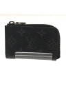 【中古】LOUIS VUITTON◆ポルト・モネ・ジュール_モノグラム・エクリプス_BLK/レザー/BLK/総柄/メンズ【服飾雑貨他】