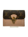 【中古】LOUIS VUITTON◆ポルト・フォイユ・チェリーウッド・コンパクト_モノグラム・キャンバス_ヴェルニ_BRW_ローズバレリーヌ【服飾雑貨他】