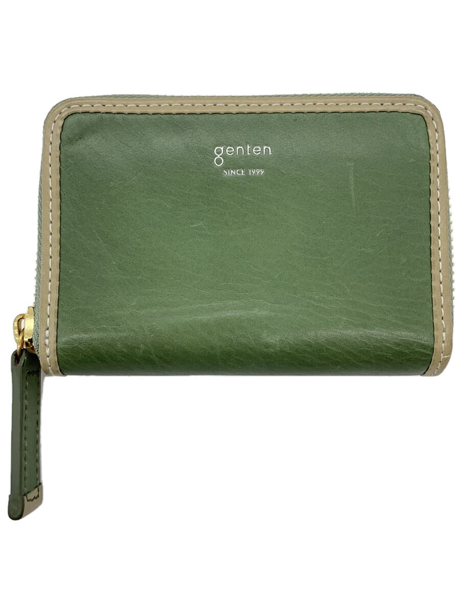 【中古】GENTEN◆カードケース/レザー/GRN/無地/レディース【服飾雑貨他】