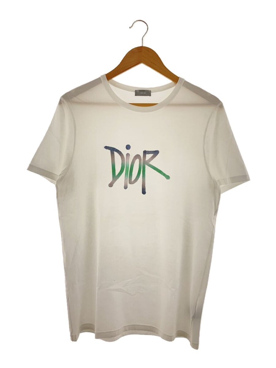【中古】Christian Dior◆L/Embroidered Logo Tee/Tシャツ/M/コットン/WHT/無地/033J600D0589//【メンズウェア】