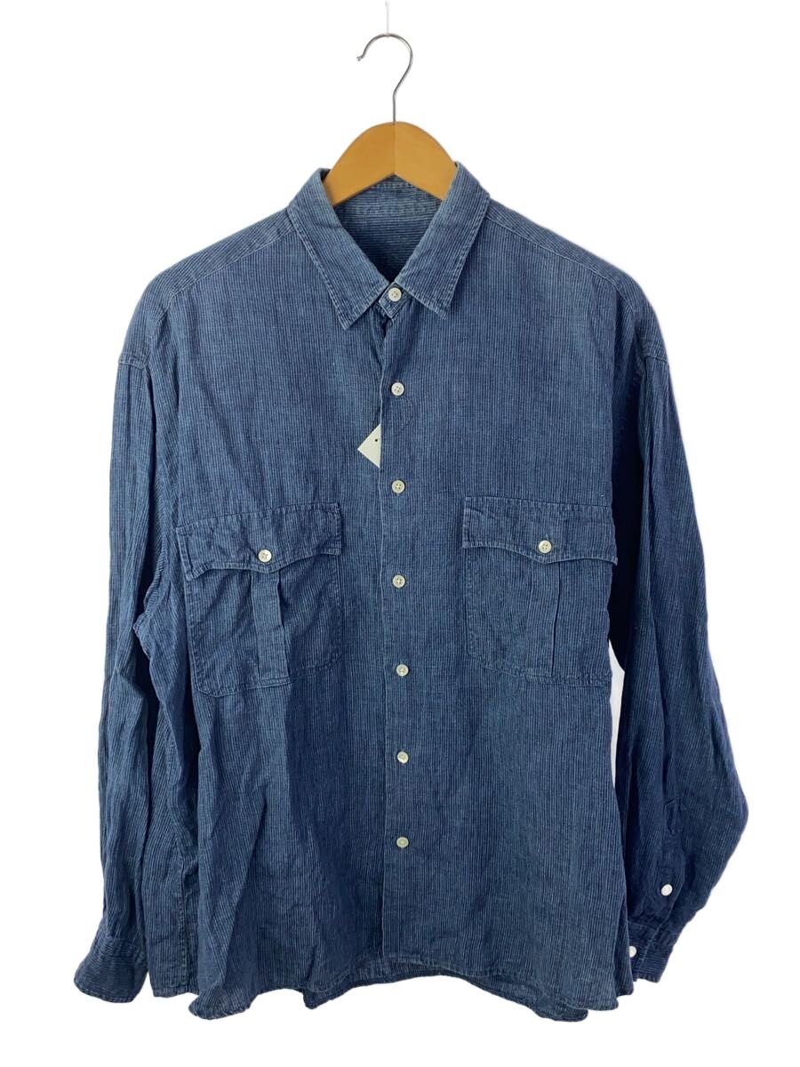 Porter Classic◆ROLL UP LINEN SHIRT/長袖シャツ/L/リネン/IDG/ストライプ
