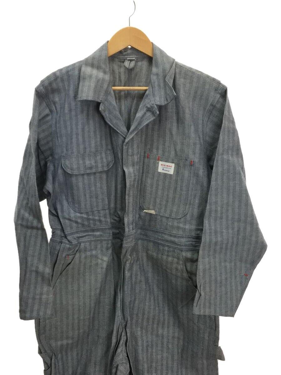 【中古】BIGMAC◆60s/オールインワン/42/汚れ有/ブルー/無地/FISHER STRIPE【メンズウェア】