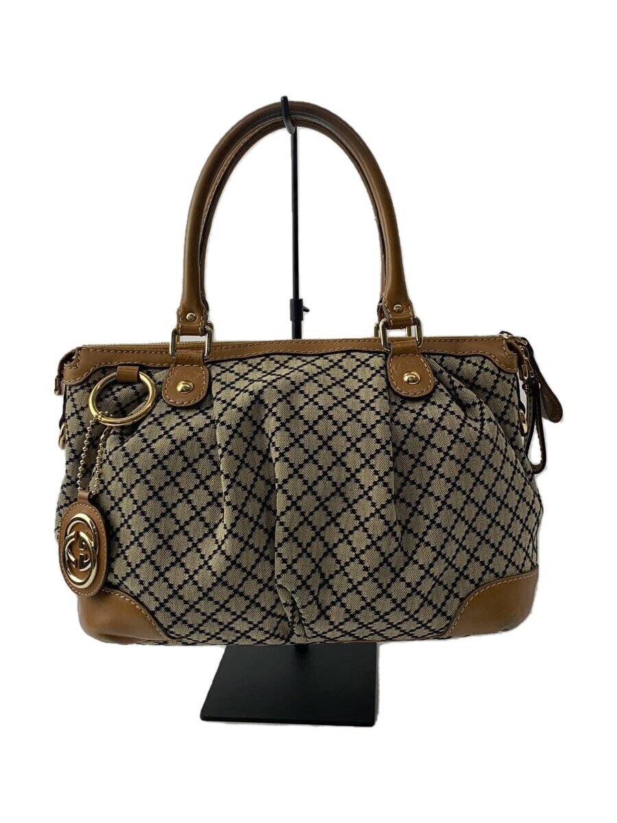 GUCCI - 【中古】GUCCI◆ハンドバッグ_スーキー/キャンバス/BRW//【バッグ】