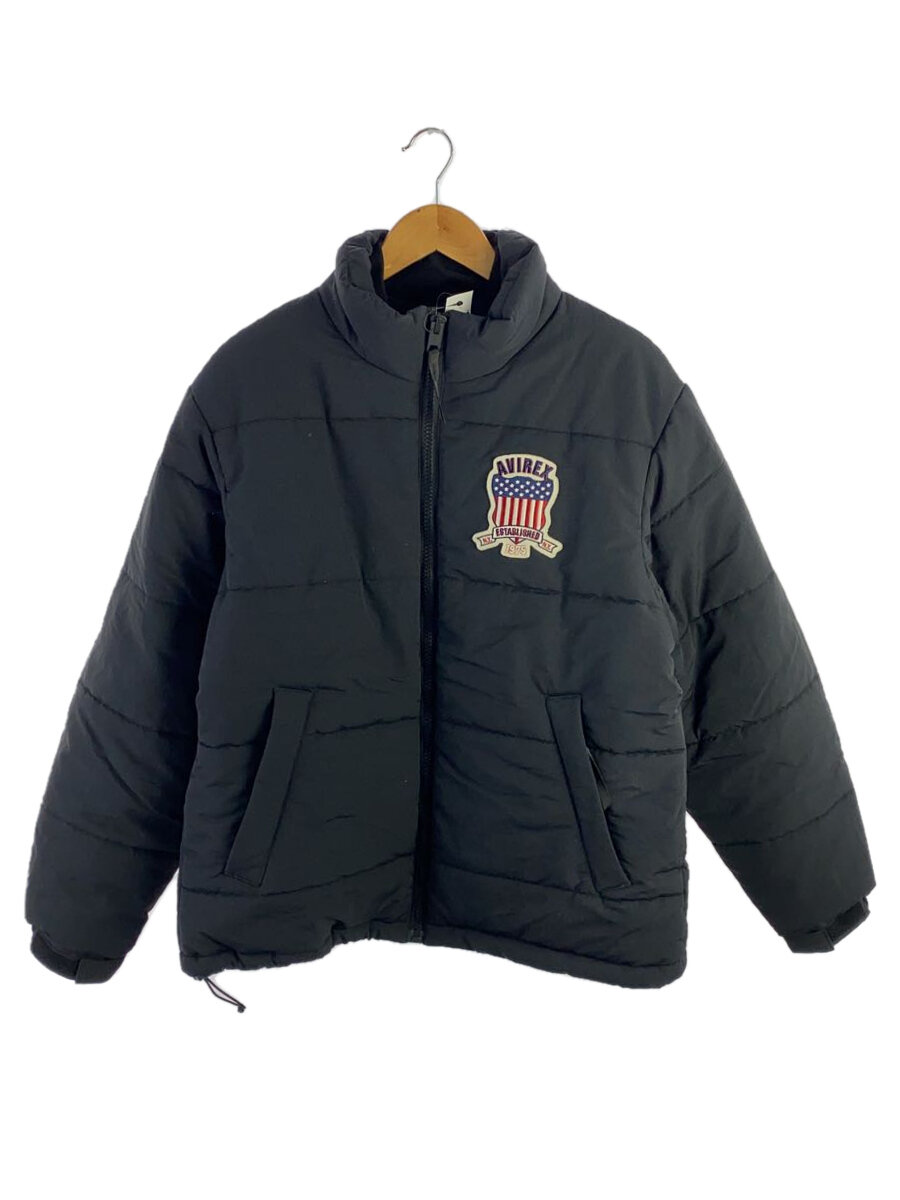 【中古】AVIREX◆SIGNATURE LOGO PADDING JACKET/ジャケット/L/ナイロン/BLK/783-3952039【メンズウェア】