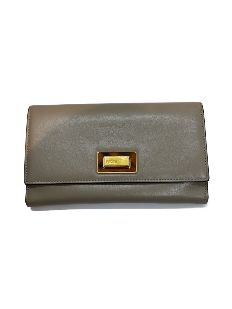 【中古】FENDI◆金具変色有/長財布/ベージュ/無地/レディース/8M0308【服飾雑貨他】