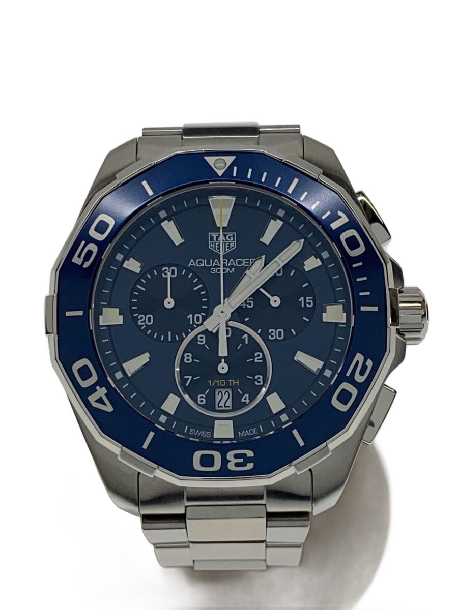【中古】TAGHeuer◆アクアレーサー_クロノグラフ_QZ_SS/アルミ_43mm/アナログ/BLU/SLV【服飾雑貨他】