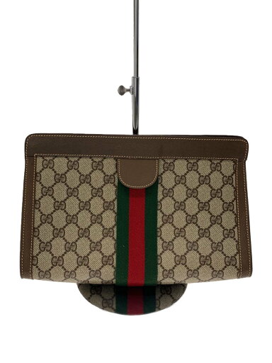 【中古】GUCCI◆セカンドバッグ/PVC/GRY/GG/シェリーライン【バッグ】 【中古】GUCCI◆セカンドバッグ/PVC/GRY/GG/シェリーライン【バッグ】