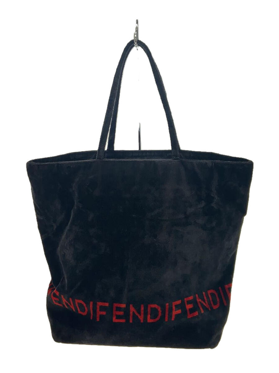 【中古】FENDI◆トートバッグ/コーデュロイ/BLK/15734【バッグ】