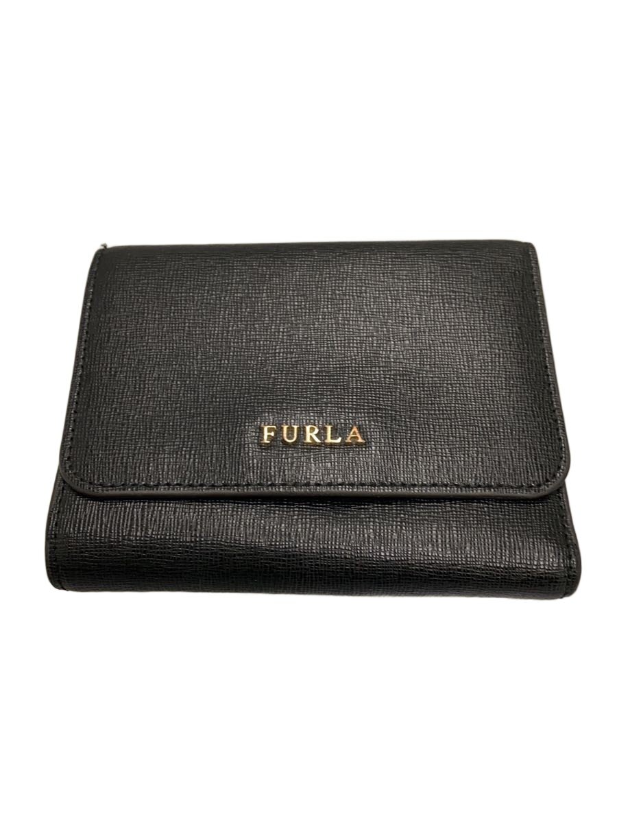【中古】FURLA◆3つ折り財布/--/BLK/レ�