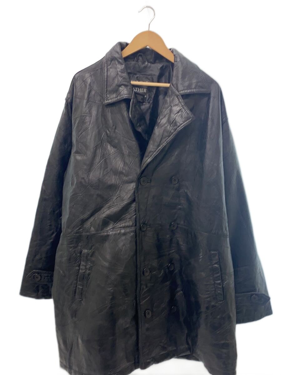 【中古】Navarre Leather Company/90s/パッチワークレザー_ミドルトレンチコート/XXL/黒【メンズウェア】