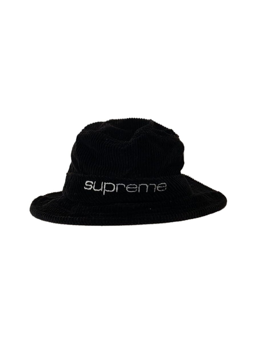 【中古】Supreme◆19ss/Logo Curduroy Hat/バケットハット/S/コットン/BLK/メンズ【服飾雑貨他】