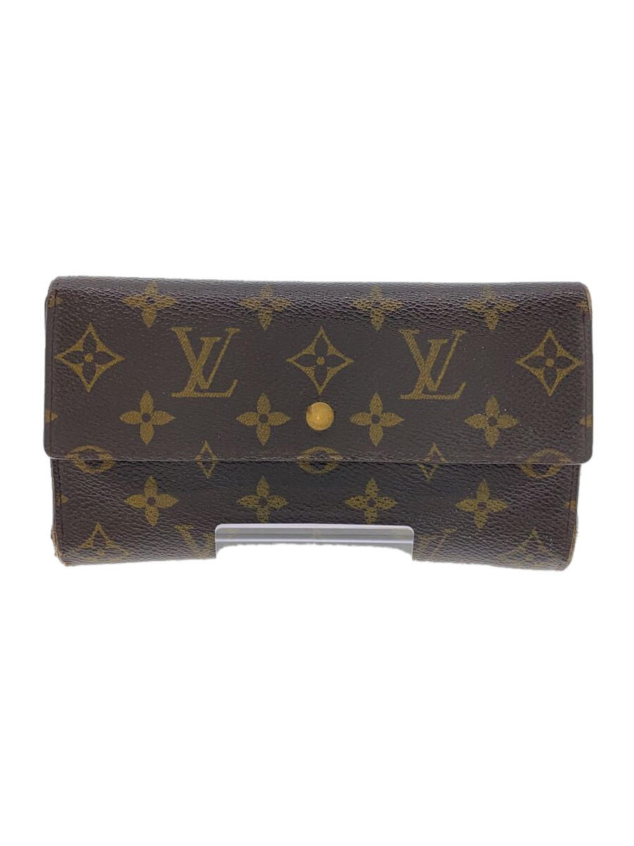 【中古】LOUIS VUITTON◆ポルト・トレゾール・インターナショナル_モノグラム・キャンバス_BRW/PVC/BRW/メンズ【服飾雑貨他】