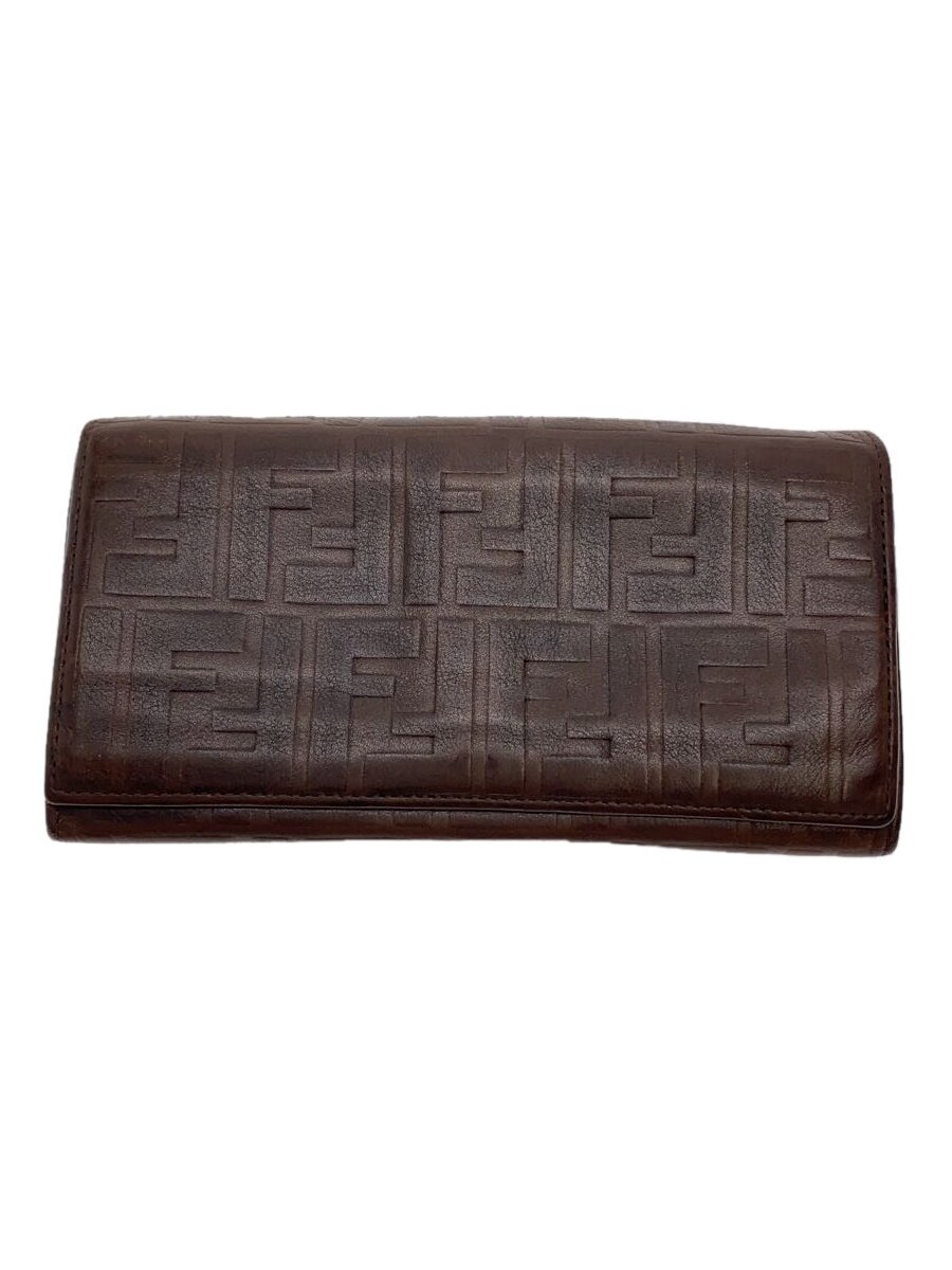 【中古】FENDI◆長財布/レザー/BRW/総柄/メンズ【服飾雑貨他】