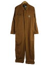 【中古】STUSSY◆Herringbone Coverall ジャンプスーツ/M/ブラウン/使用感有【メンズウェア】