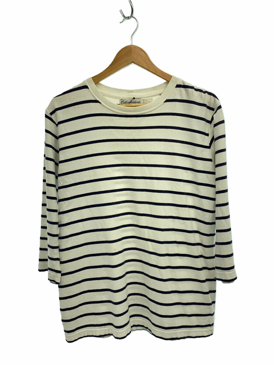 【中古】Columbia◆長袖Tシャツ/M/コットン/ホワイト/ボーダー/columbiaknit/USA製【メンズウェア】