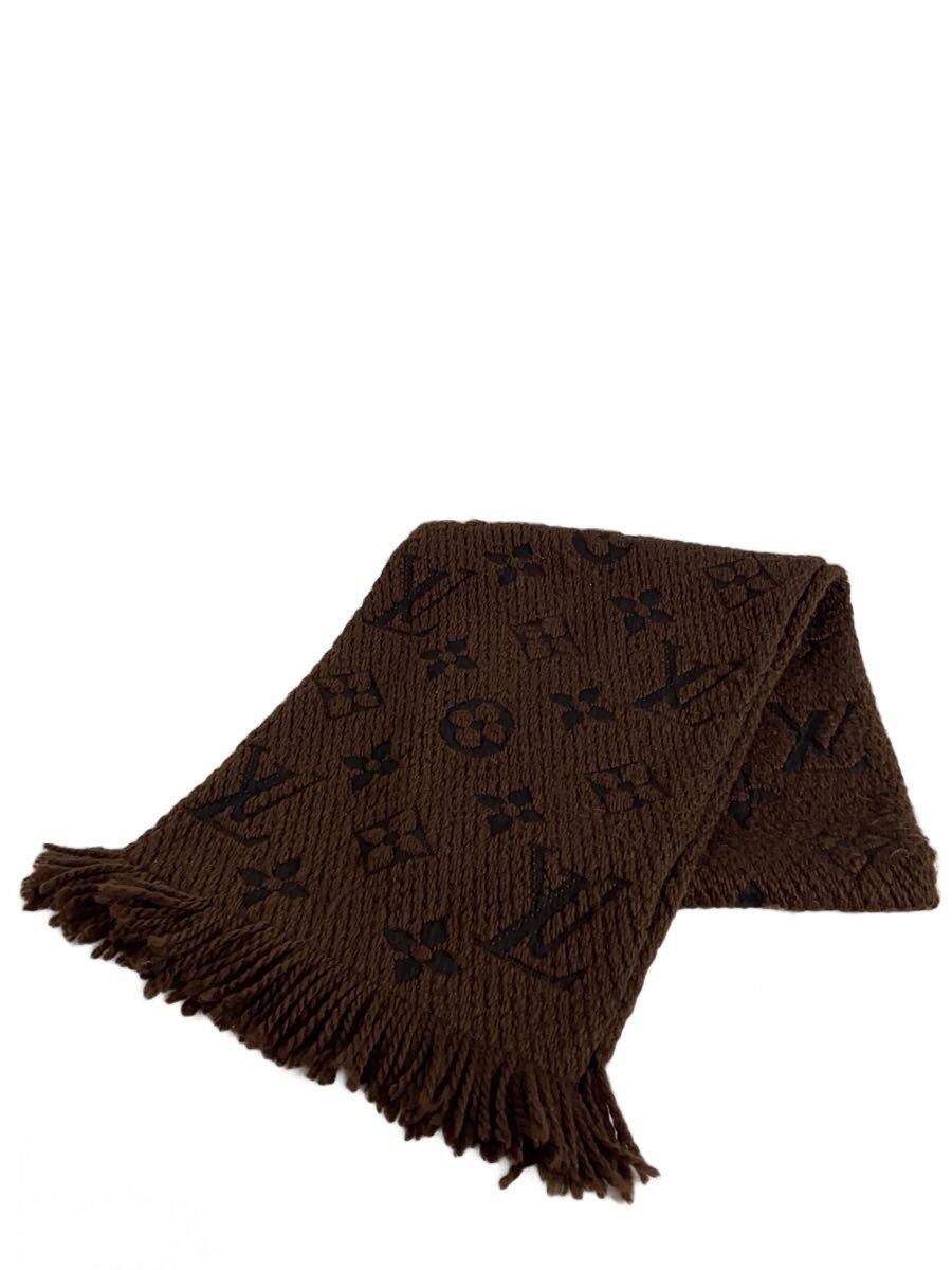 【中古】LOUIS VUITTON◆エシャルプ・ロゴマニア_モノグラム/ウール/ブラウン/レディース【服飾雑貨他】