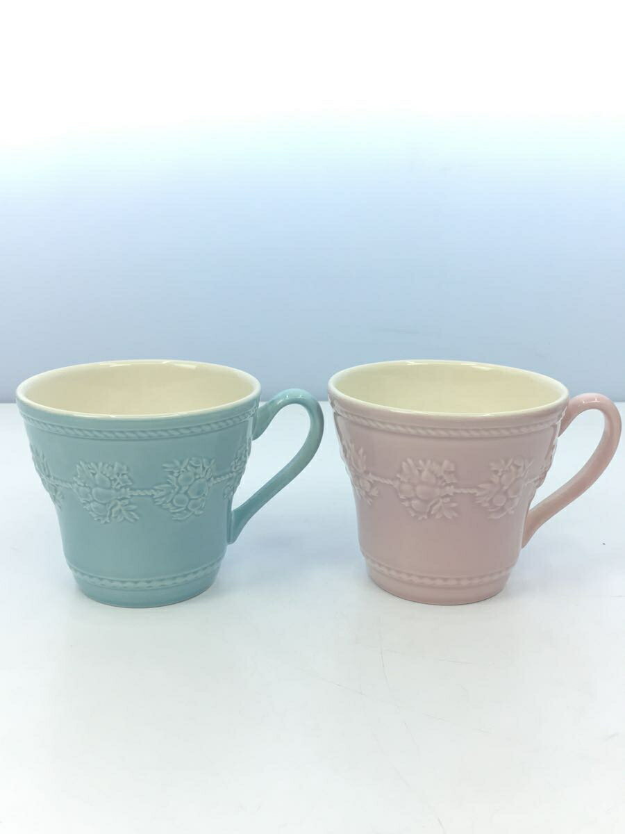 【中古】WEDGWOOD◆FESTIVITY/ペアマグカップ/2点セット/ブルー/ピンク【キッチン用品】