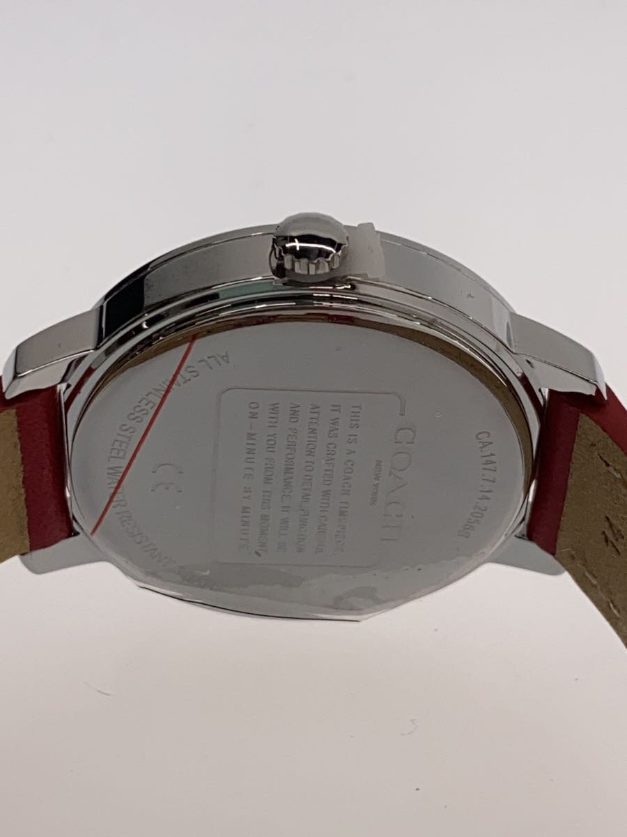 【中古】COACH◆クォーツ腕時計/アナログ/WHT/RED/C6526【服飾雑貨他】