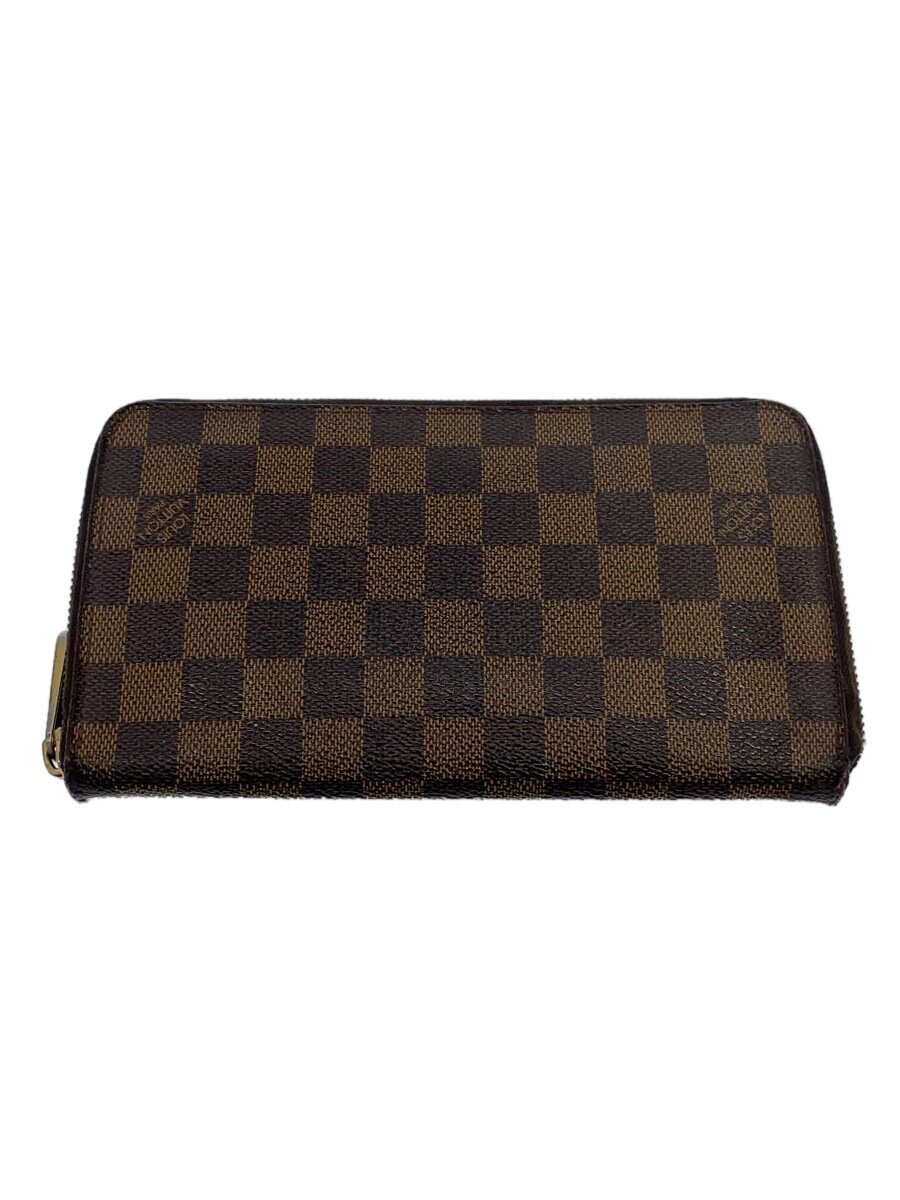 【中古】LOUIS VUITTON◆ジッピー・オーガナイザー_ダミエ・エベヌ/PVC/BRW/メンズ【服飾雑貨他】