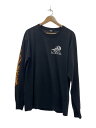 【中古】SCREEN STARS◆90s/ICE CREAM MAN FROM HELL/長袖Tシャツ/L/コットン/BLK/袖ファイヤーパターン【メンズウェア】