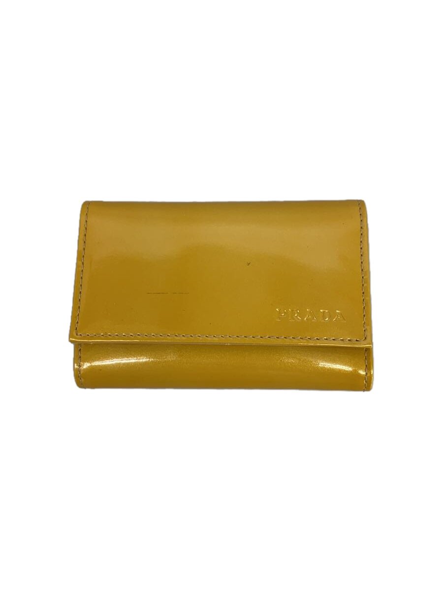 【中古】PRADA◆キーケース/エナメル/イエロー/無地/レディース【服飾雑貨他】