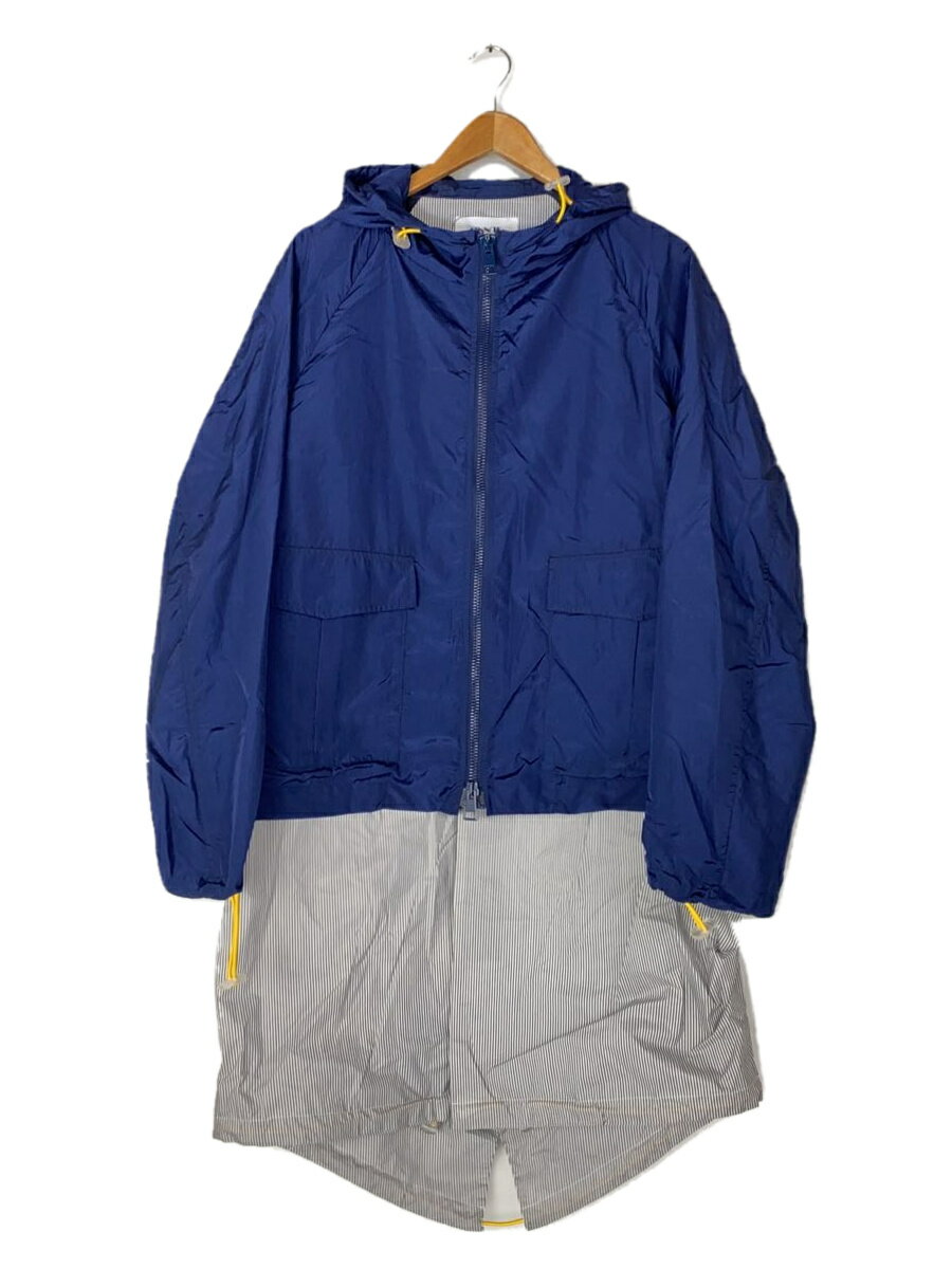 【中古】SUNNEI◆WOVEN JACKET DOUBLE PARKA/ナイロンジャケット/S/ポリエステル/ブルー【レディースウェア】