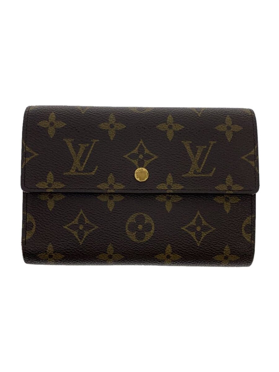 【中古】LOUIS VUITTON◆ポルト・トレゾール・エテュイ・パピエ_モノグラム・キャンバス/PVC/BRW/メンズ【服飾雑貨他】
