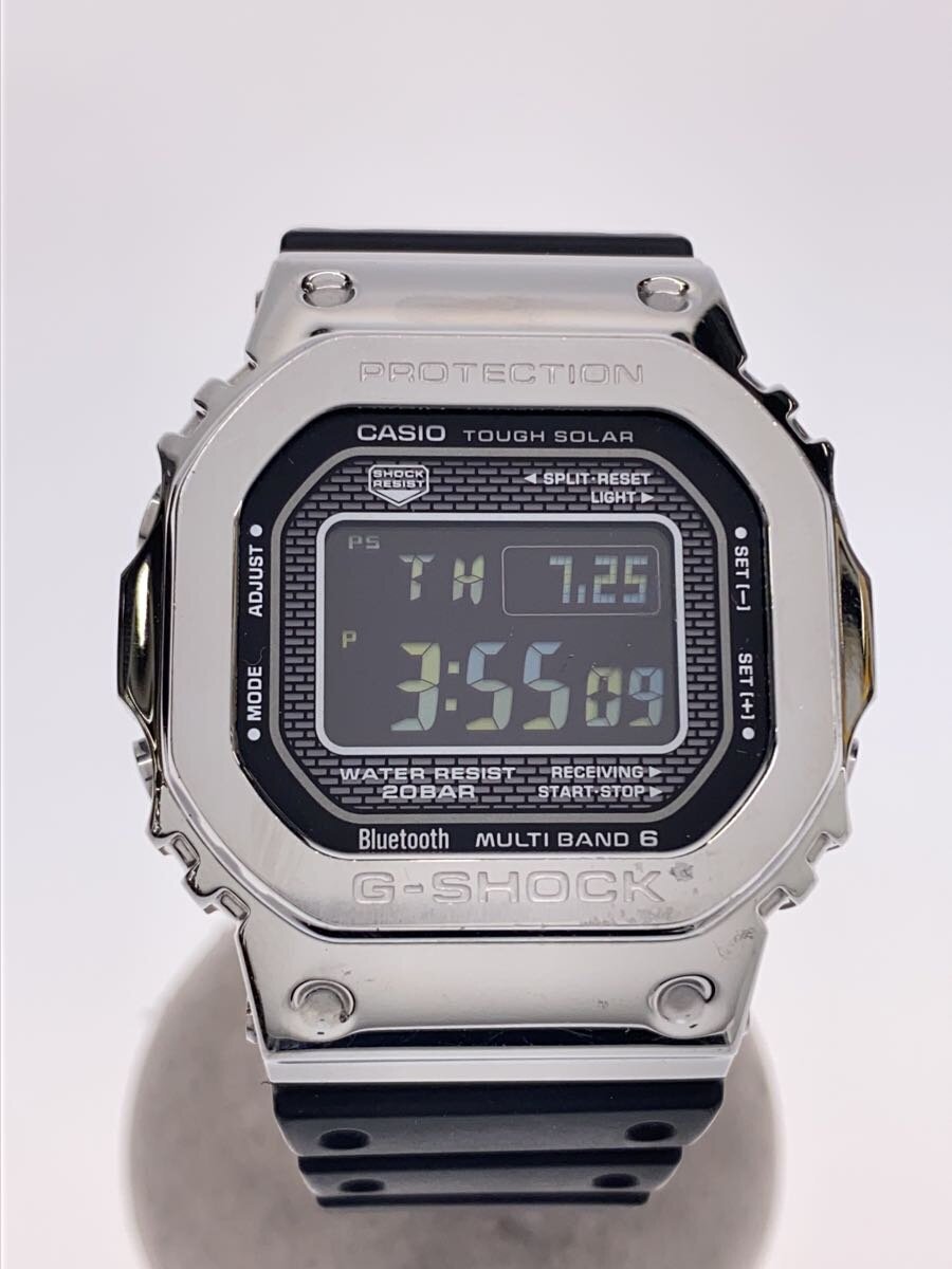 【中古】CASIO◆ソーラー腕時計・G-SHOCK/デジタル/ラバー/SLV/BLK/SS//【服飾雑貨他】