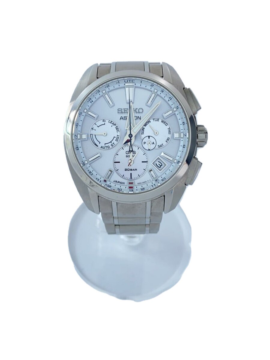 【中古】SEIKO◆ソーラー腕時計/アナログ/--/WHT/SLV/5X53-0AV0【服飾雑貨他】