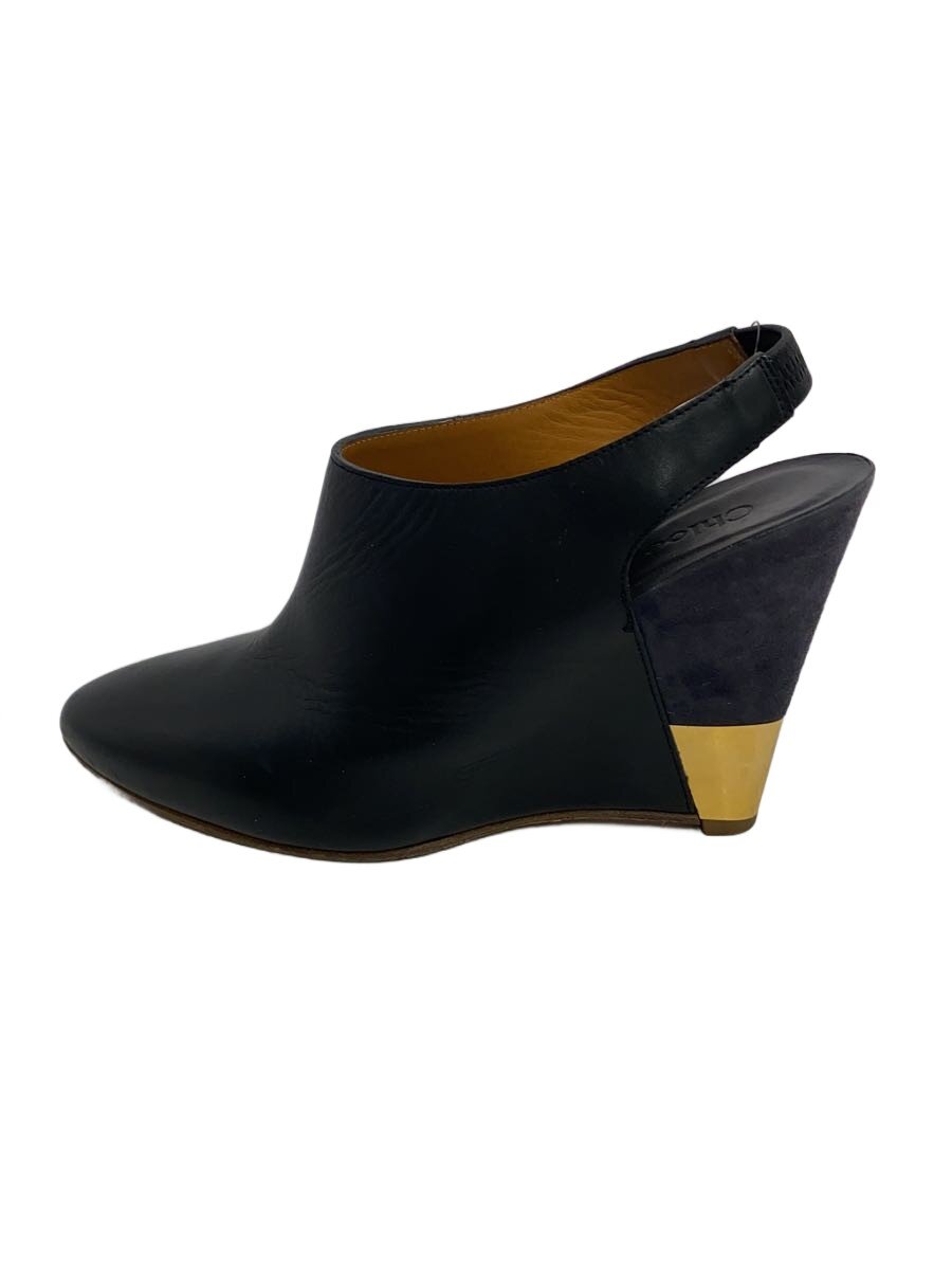 【中古】Chloe◆スリングバック/サンダル/37.5/BLK/レザー【シューズ】