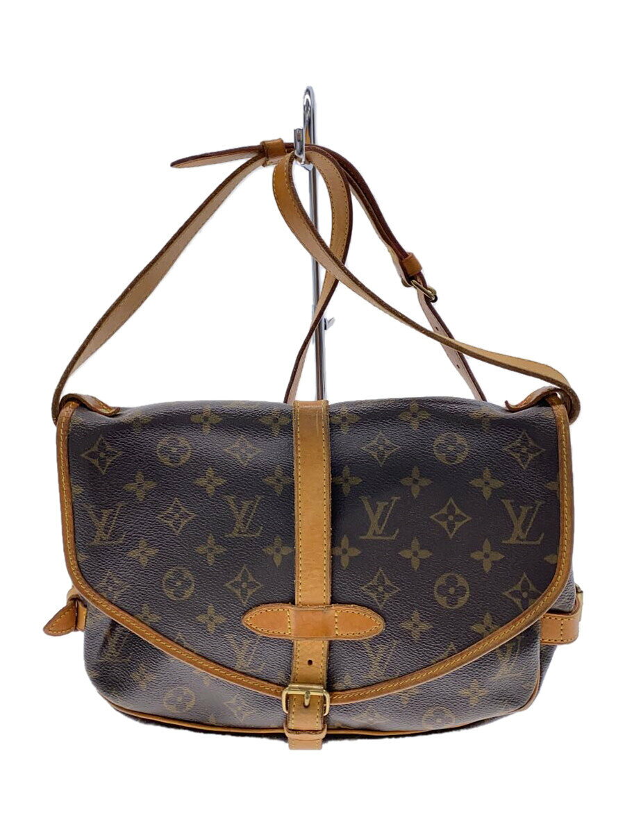 【中古】LOUIS VUITTON◆1)ソミュール30_モノグラム・キャンバス_BRW/PVC/BRW【バッグ】