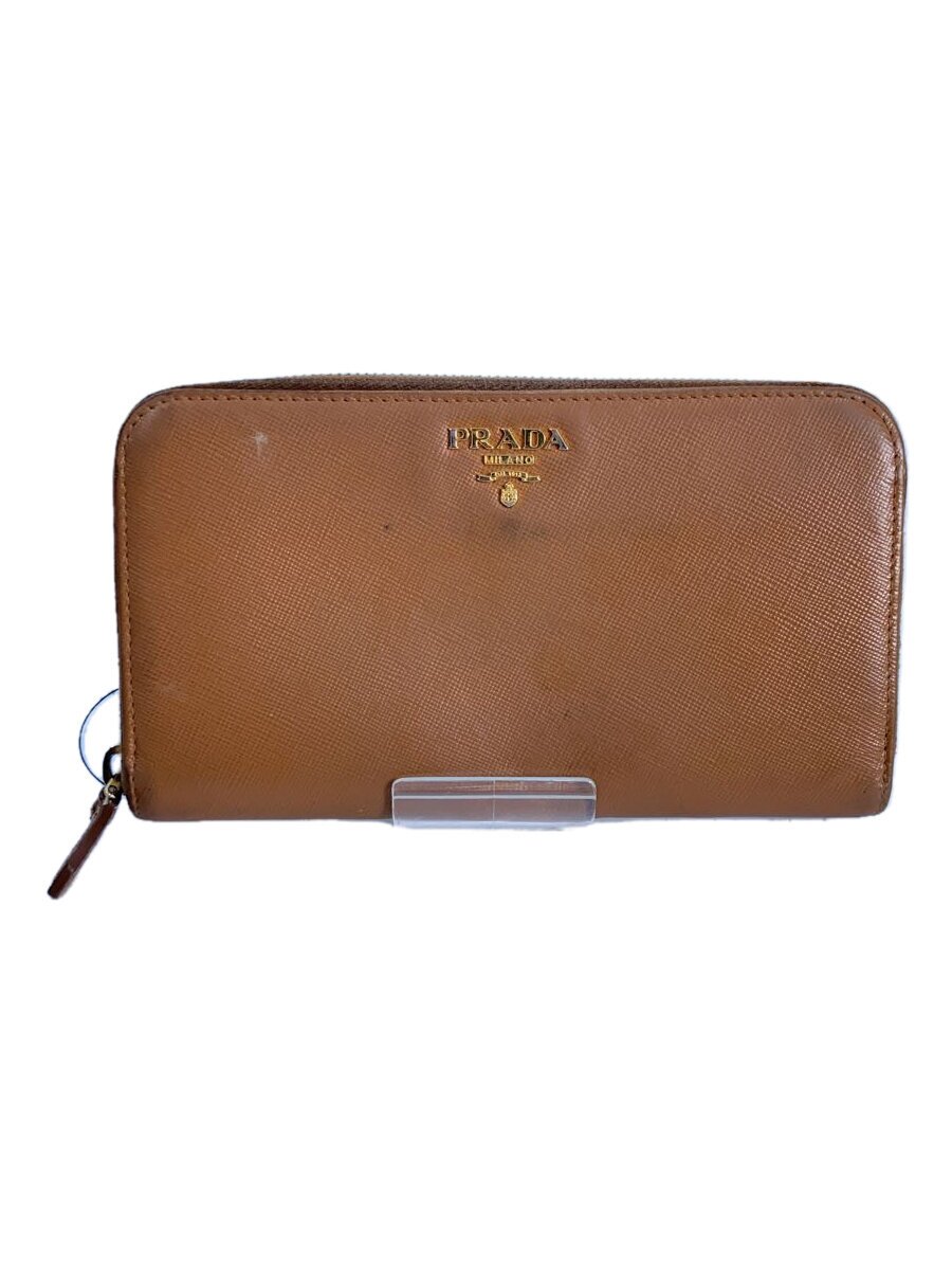 【中古】PRADA◆長財布/--/BRW/無地/レディース【服飾雑貨他】