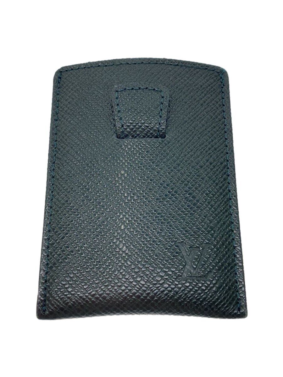 【中古】LOUIS VUITTON◆カードケース_タイガ_GRN/レザー/GRN/無地/メンズ【服飾雑貨他】