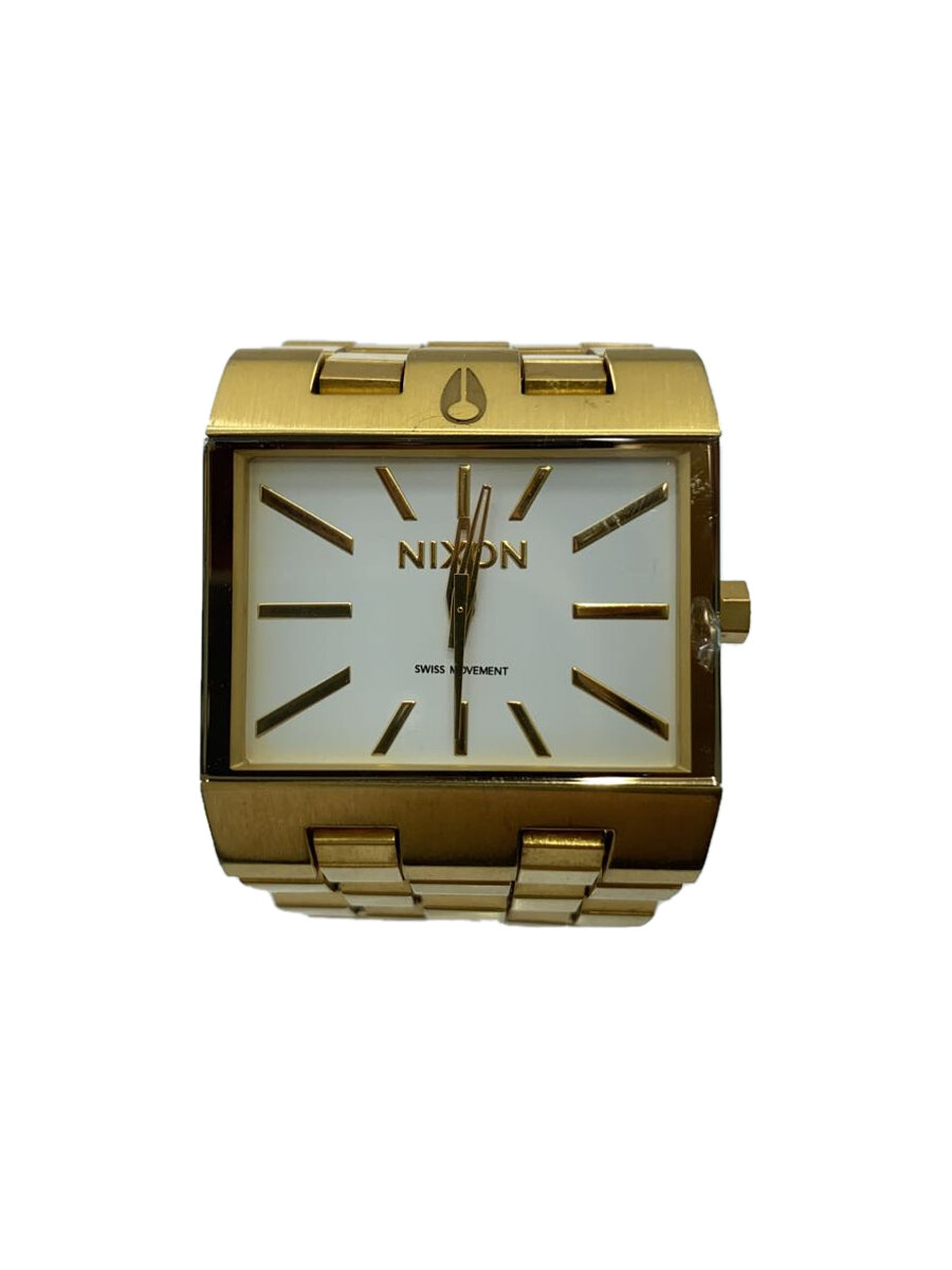 【中古】NIXON◆クォーツ腕時計/アナログ/ステンレス/WHT/GLD/SS【服飾雑貨他】