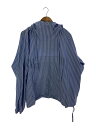 【中古】UNUSED◆20SS/61.Stripe Anorak/汚れあり/アノラックパーカー/2/コットン/ブルー/ストライプ【メンズウェア】