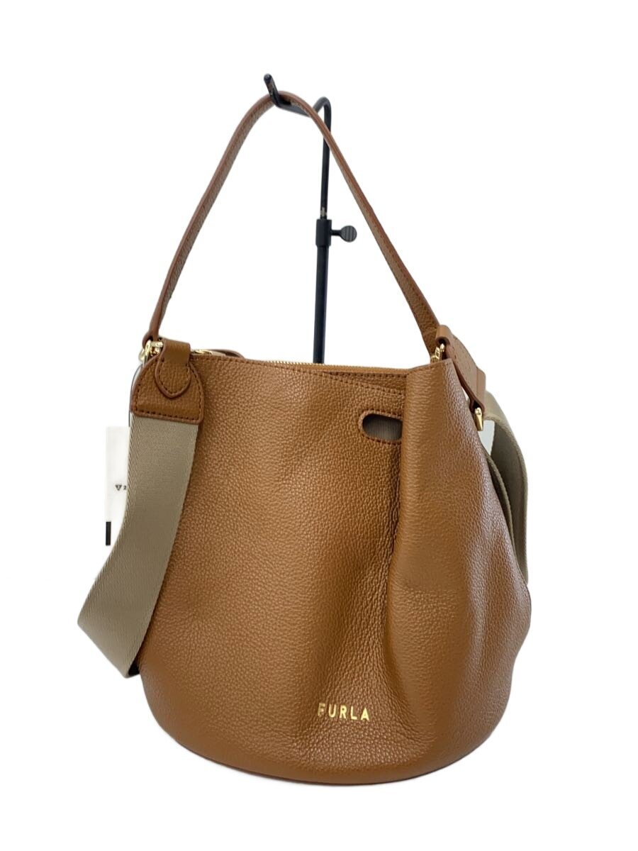 【中古】FURLA◆ショルダーバッグ/レザー/BRW【バッグ】