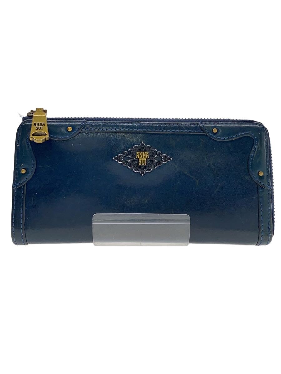 【中古】ANNA SUI◆長財布/レザー/NVY/無地/レディース【服飾雑貨他】