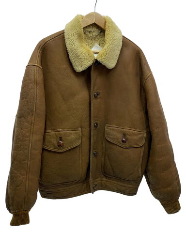 【中古】イタリア製/LEATHER TOP/ムートンジャケット/クルミボタン/BRW/G-1型//【メンズウェア】 【中古】イタリア製/LEATHER TOP/ムートンジャケット/クルミボタン/BRW/G-1型//【メンズウェア】