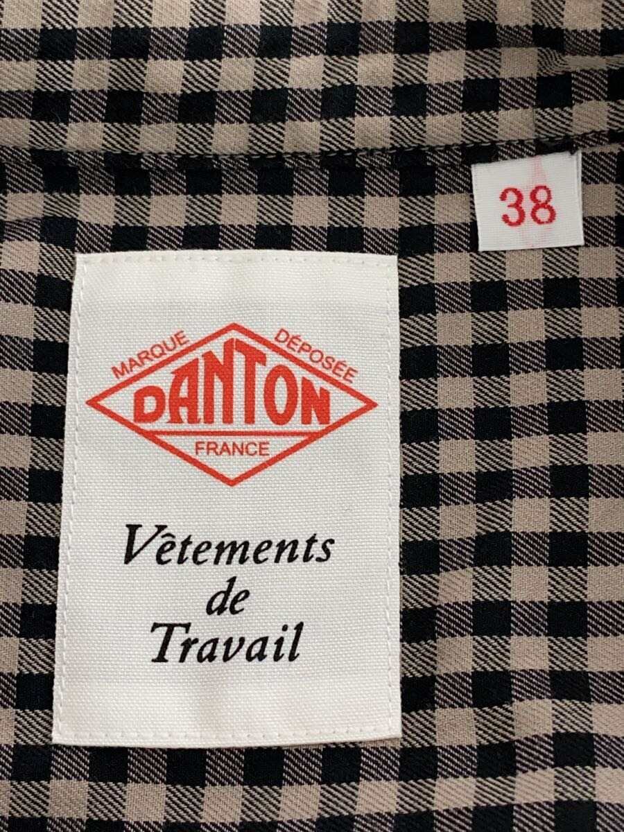 【中古】DANTON◆長袖ワンピース/38/コットン/BLK/チェック/EA-478【レディースウェア】