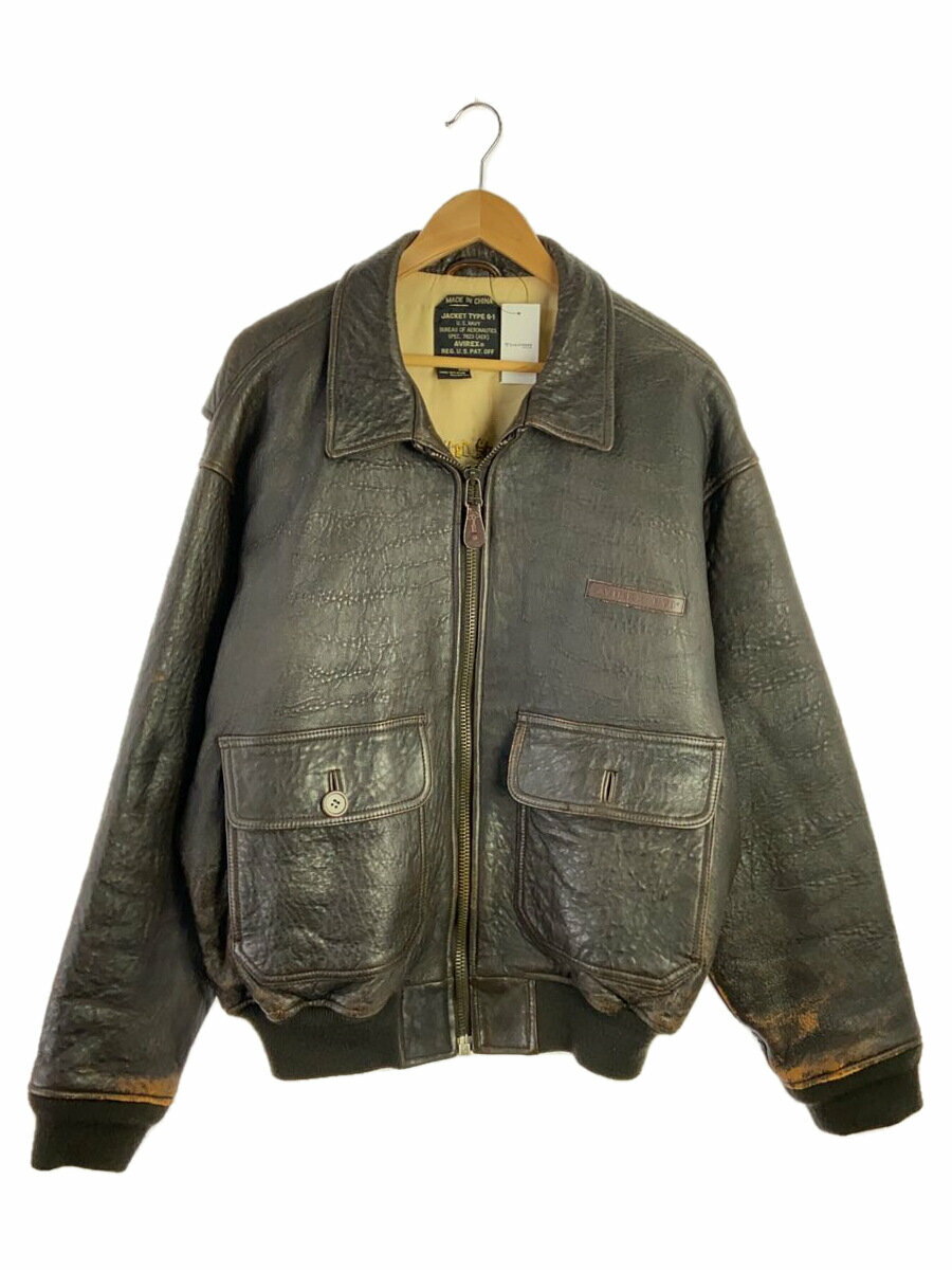 【中古】AVIREX◆レザージャケット・ブルゾン/L/レザー/BRW/7823【メンズウェア】