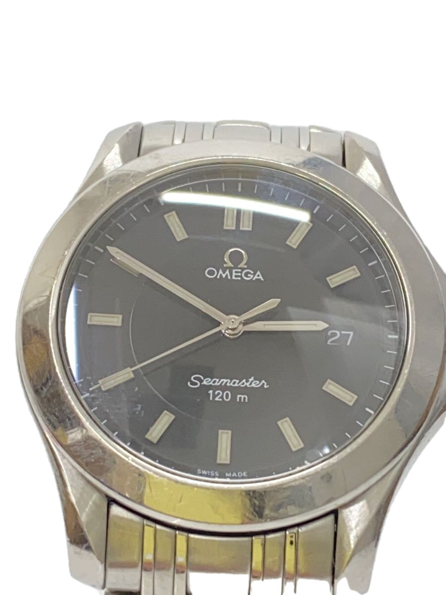 【中古】OMEGA◆クォーツ腕時計/アナログ/ステンレス/BLK/SLV/1501/823/小傷有【服飾雑貨他】